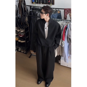 网图 现货假两件层次感立领卫衣套装 上衣W202-P60 卫裤KK303-P50图片