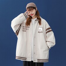 中性秋季百搭袖子拼接撞色宽松夹克情侣棒球服外套G6291P65控78,男装夹克,电商A268