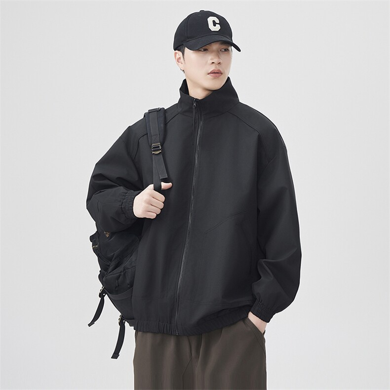 新款中性风户外夹克男立领纯色上衣冲锋衣外套DSA157B-JK7822-P50,男装夹克,电商A157B