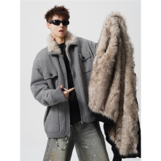 现货高品质加绒加厚座山雕毛领外套冬季针织衫保暖棉服特P160，男装针织衫/毛衣，电商D205