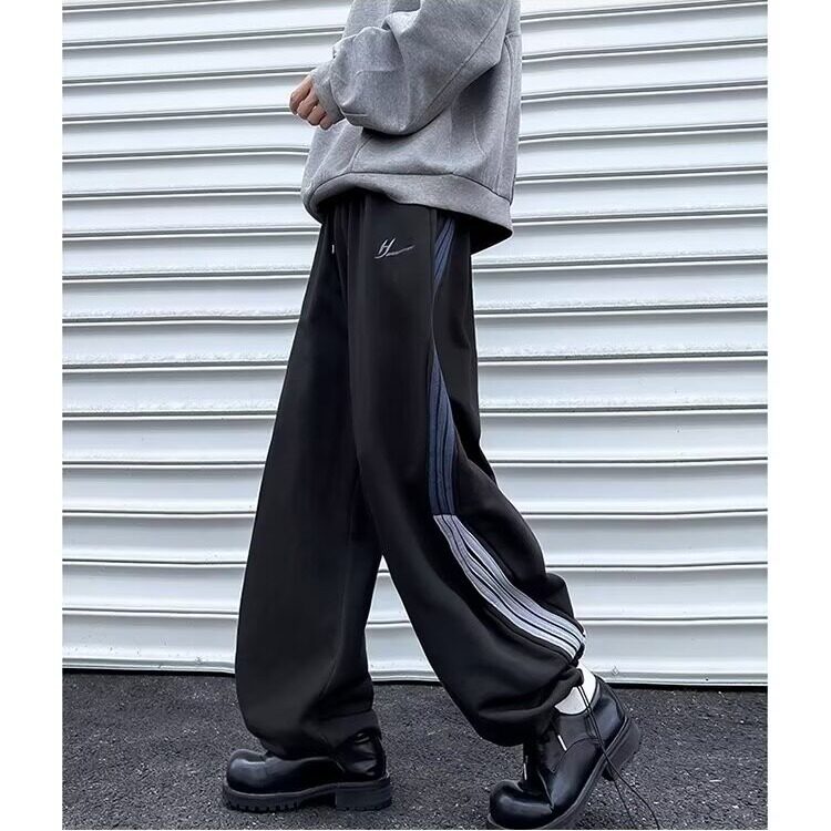 美式三条杠运动休闲裤男女秋季潮牌hiphop阔腿裤重磅高街宽松卫裤,男装休闲裤,星座813-2