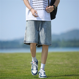 美式牛仔短裤男款复古水洗宽松休闲裤夏季潮流五分中裤M7700-p38图片
