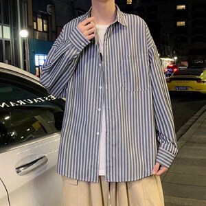 长袖衬衫男港风日系春季韩版潮流帅气衬衣K01817P32图片