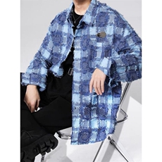 网络图现货流苏格子长袖衬衫男宽松衬衣复古休闲外套RC84-P55，男装衬衫，星座1005-4