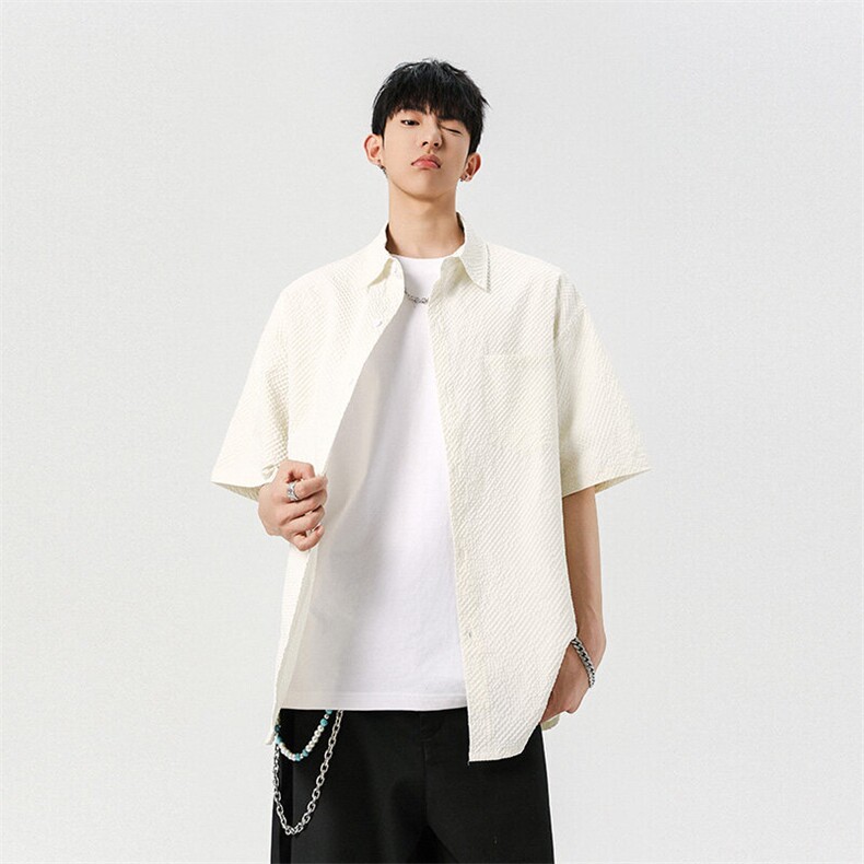 无影墙设计感短袖衬衫耐磨衬衫休闲百搭MD-TH512-特批30控59,男装T恤,星座717