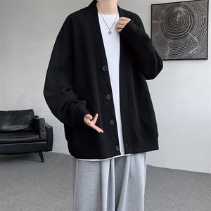 8XL-M羊羔绒开衫卫衣外套男秋冬季V领加绒加厚长袖上衣服KS001P58图片