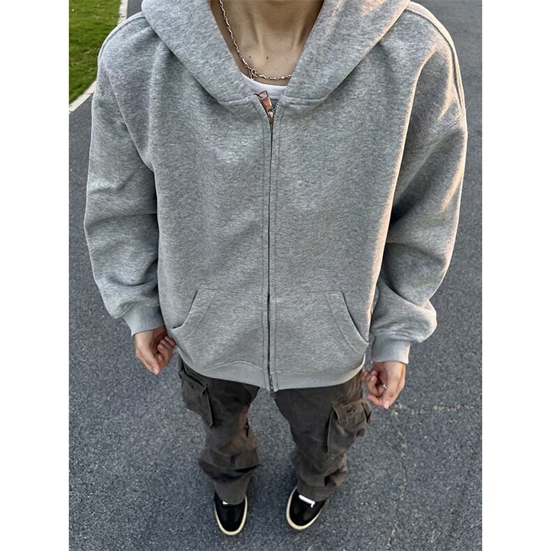 抖音得物高品质二开350克秋冬双头双拉链卫衣开衫外套W74，男装卫衣，电商A486