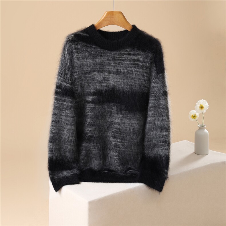 2025年秋季圆领长袖单件段染圆领时尚百搭，女装羊绒衫，英集羊绒