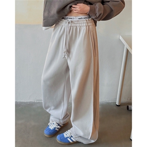 重磅加绒加厚阔腿弯刀裤立体曲折线男士香蕉裤直筒休闲裤D397 P68图片