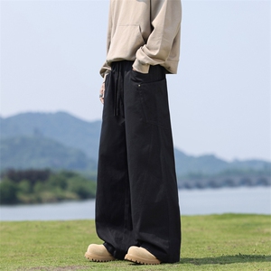 美式复古褶皱秋夏cleanfit宽松直筒简约阔腿休闲裤子K02535-P60图片