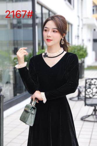 秋季新款：手感丝绒连衣裙，女装连衣裙，罗兰春天