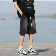 牛仔短裤男韩版潮流松紧腰帅2024夏季新款ins宽松五分裤RK431-P38，男装牛仔裤，星座412-3