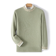 2024年秋季圆领纯色长袖时尚都市羊毛衫，男装羊毛衫，德晨羊绒