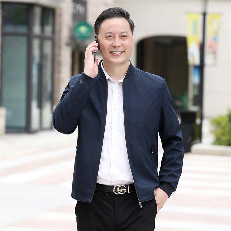 B-N9953男士2023年秋季新款长袖中老年休闲拉链夹克棒球领潮流P63图片