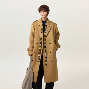 秋冬新款男中长款风衣过膝韩版韩系毛呢大衣外套A430-F523P138，男装风衣，电商A430（原星座702）