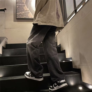 渐变牛仔裤男女2024春秋新款美式潮牌宽松直筒裤休闲长裤子NK701图片