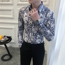 312A-5-280-P55长袖高级感秋季休闲英伦发型师韩版纯色男士衬衣，男装衬衫，星座312A-5