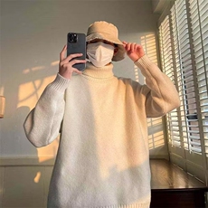 纯色高领毛衣男士秋冬季原宿风bf休闲百搭简约宽松保暖针织衫线衣，男装针织衫/毛衣，星座1210-1