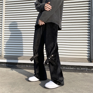 高街春季ins设计感绑带裤休闲裤男宽松直筒M-3XL工装裤 K2054-P35图片