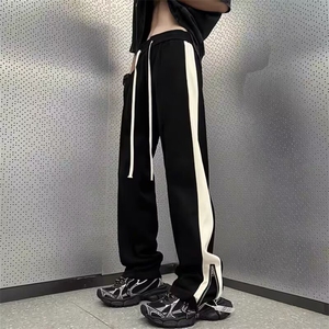 运动休闲裤微喇裤夏季男款休闲裤修身拉链美式侧边直筒子薄款潮牌图片