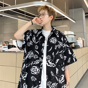 现货2026夏短袖中性男女夏季薄款潮流宽松沙滩清凉衬衫C221-TP30图片