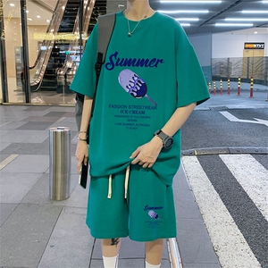 ！2024夏季新款男士华夫格短袖T恤青少年清凉套装HTZ40P50图片