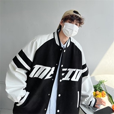 秋季港风潮牌情侣拼接夹克高街字母印花棒球服外套男W5507-P65，男装夹克，星座512-2