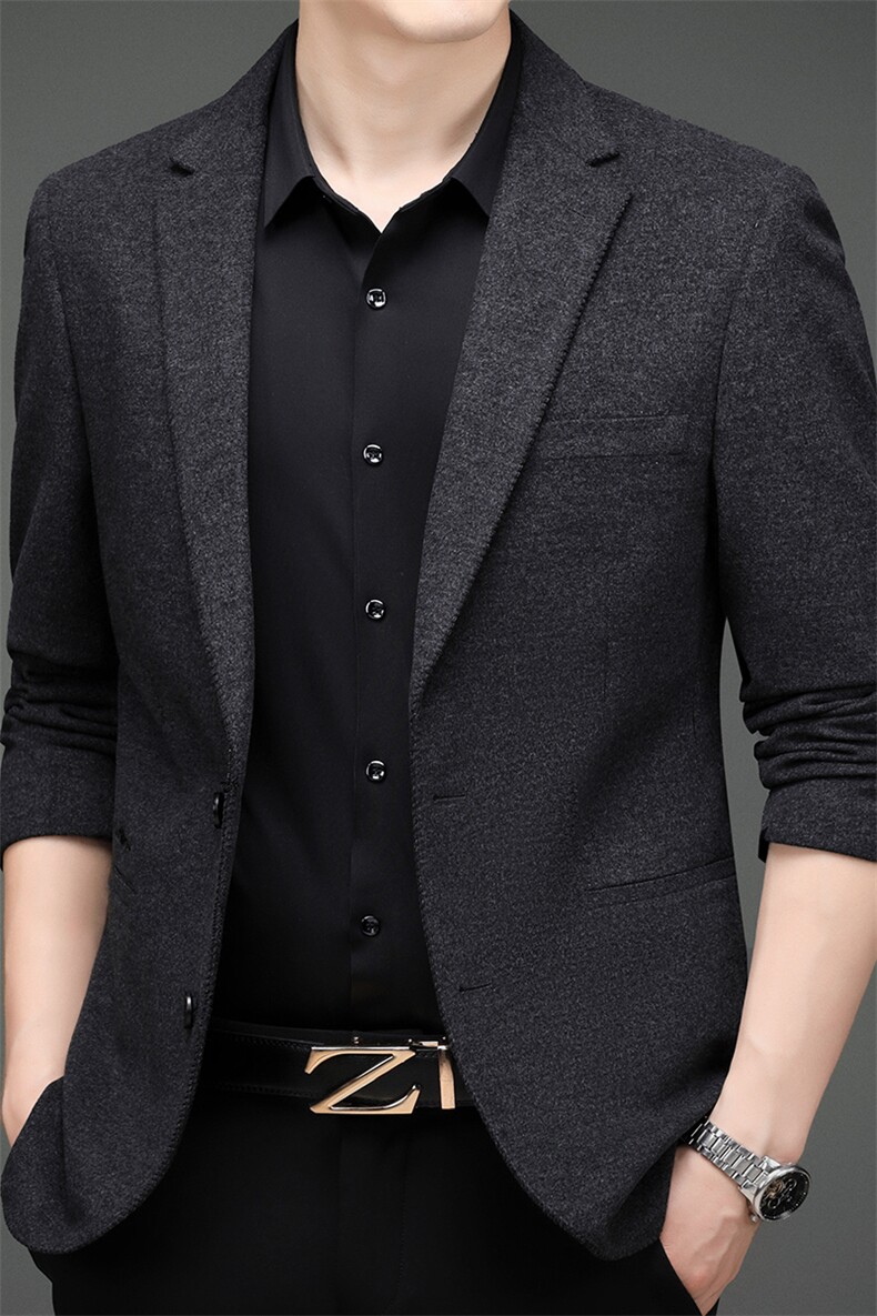 男士2023年秋季新款长袖休闲西服中青年纯色便服外套AJY8608-P180,男装西服,电商B212（原钱塘6029）