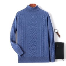 秋冬季新款舒适时尚百搭男士加厚高翻领羊毛衫男装，男装羊毛衫，绒韵雅
