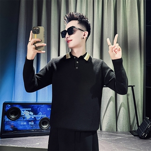 M93015-P68控98      秋冬季POLO领毛衣男潮流时尚POLO领毛针织衫图片