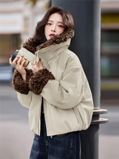 2025年秋季新款时尚百搭两面穿加绒长袖保暖短款外套，女装短外套，天丝秀