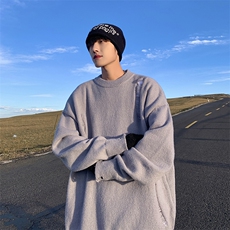 冬季毛衣男宽松圆领拼接针织衫上衣D329-QM815-P65-控88，男装针织衫/毛衣，电商D329