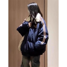 潮牌美式oversize翻领棉服男女新款冬季加厚夹棉外套超好看棉袄潮，男装棉衣，星座506A