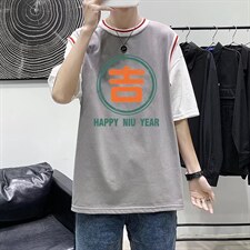 男圆领T恤宽松短袖假两件Q914P28，男装T恤，星座1116-2