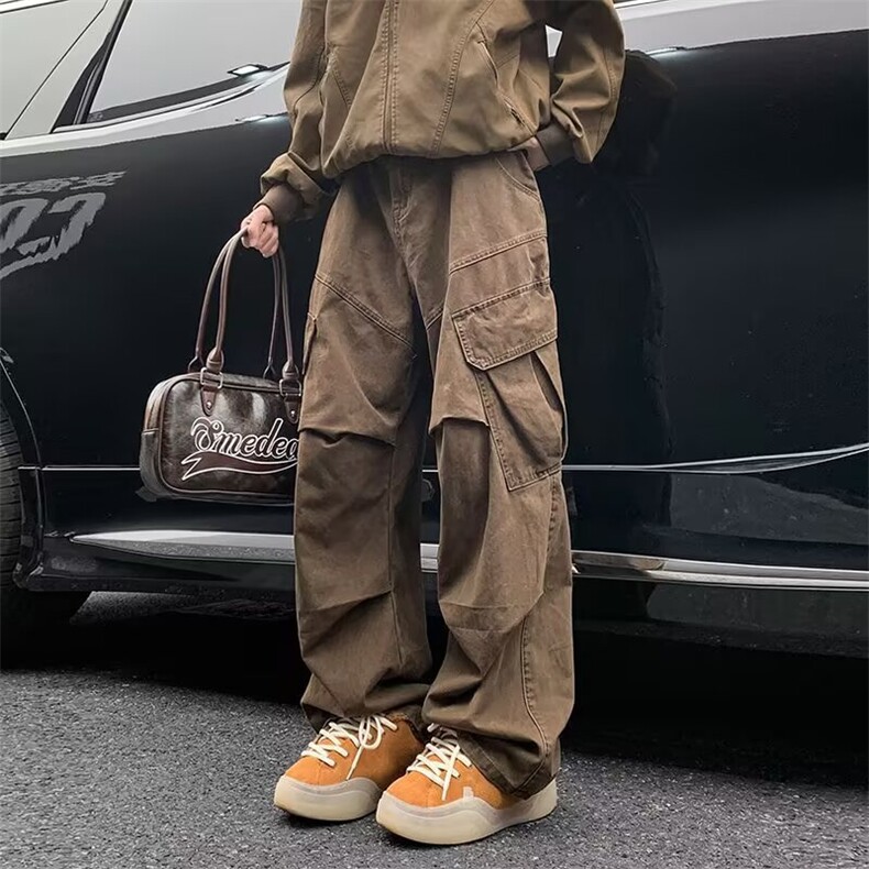 美式复古大口袋工装机能风设计感宽松休闲裤男士长裤WLJ399-P55,男装工装外套,星座1008