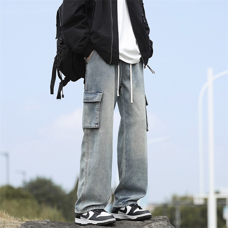 牛仔裤男宽松直筒工装裤K2368P55,男装牛仔裤,电商D325