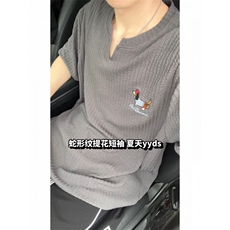 XZ809A/TTSS01/特P24/控48肌理感腊肠狗绣花V领T恤，男装T恤，星座809A(原222-1)