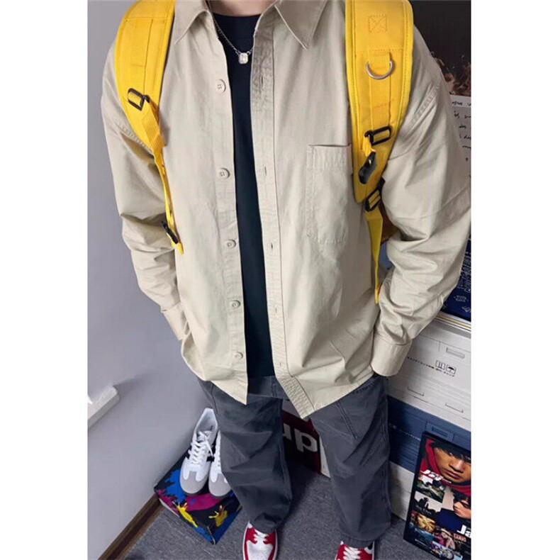 日系cityboy纯棉衬衫外套男春秋款宽松休闲百搭长袖衬衣CS53,男装衬衫,星座1116A（原606A-3）