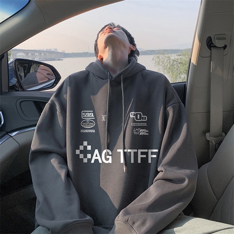 抖音得物供货可提供视频秋冬重磅美式宽松连帽卫衣DL2076,男装卫衣,电商A486