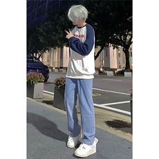 牛仔裤男复古潮牌宽松直筒裤子阔腿休闲长裤A080-9291-P35，男装牛仔裤，电商A080