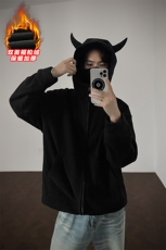 美式高街小恶魔双面摇粒绒350g重磅卫衣外套男W24537-特P60控108，男装卫衣，电商A001-1