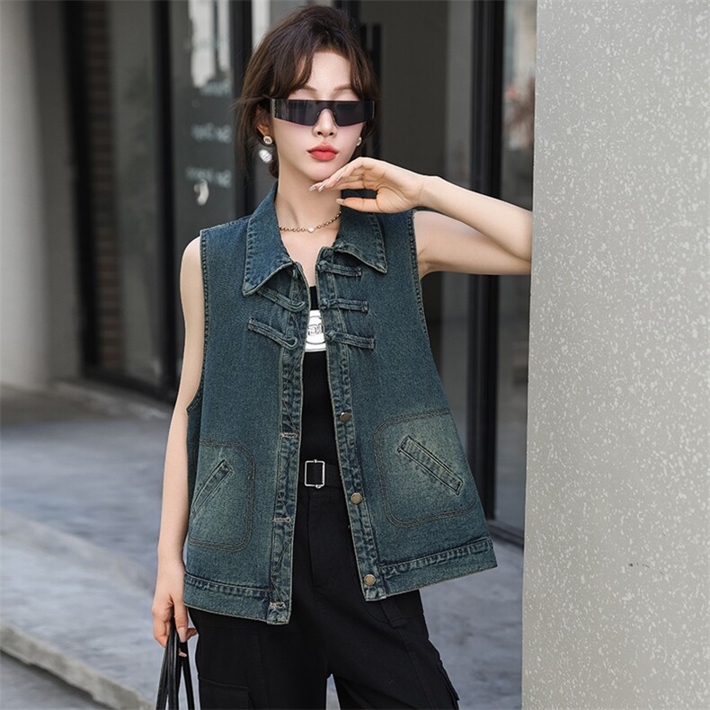 现货牛仔马甲外套宽松流行美式高街百搭春秋高级夹克青春潮牌，女装牛仔外套，跑量工厂店