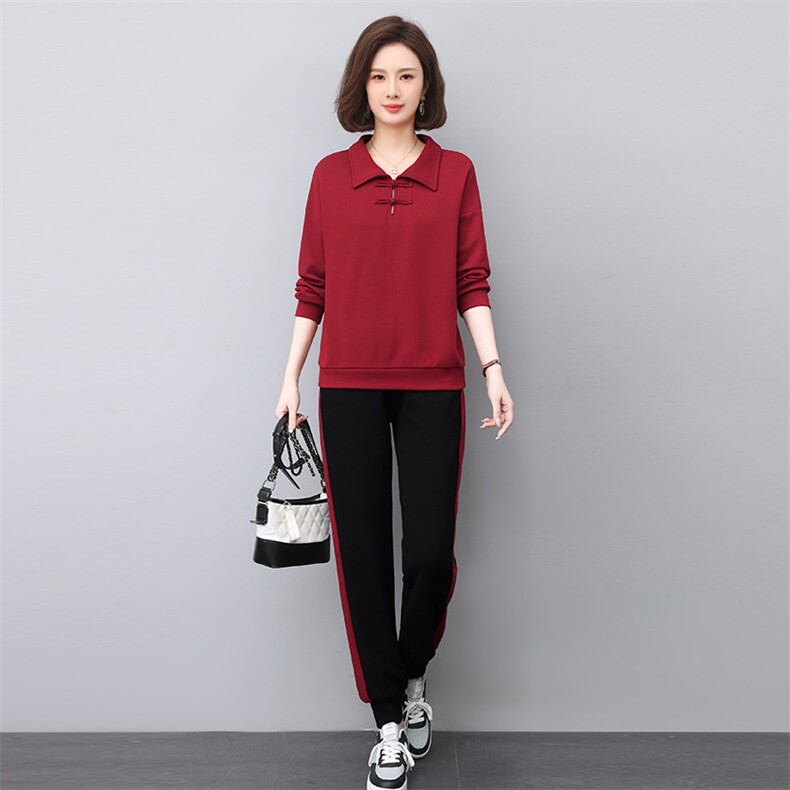 长期现货，复古文艺运动套装女春秋2025新款休闲气质减龄卫衣套装，女装套装/套裙，涵誉