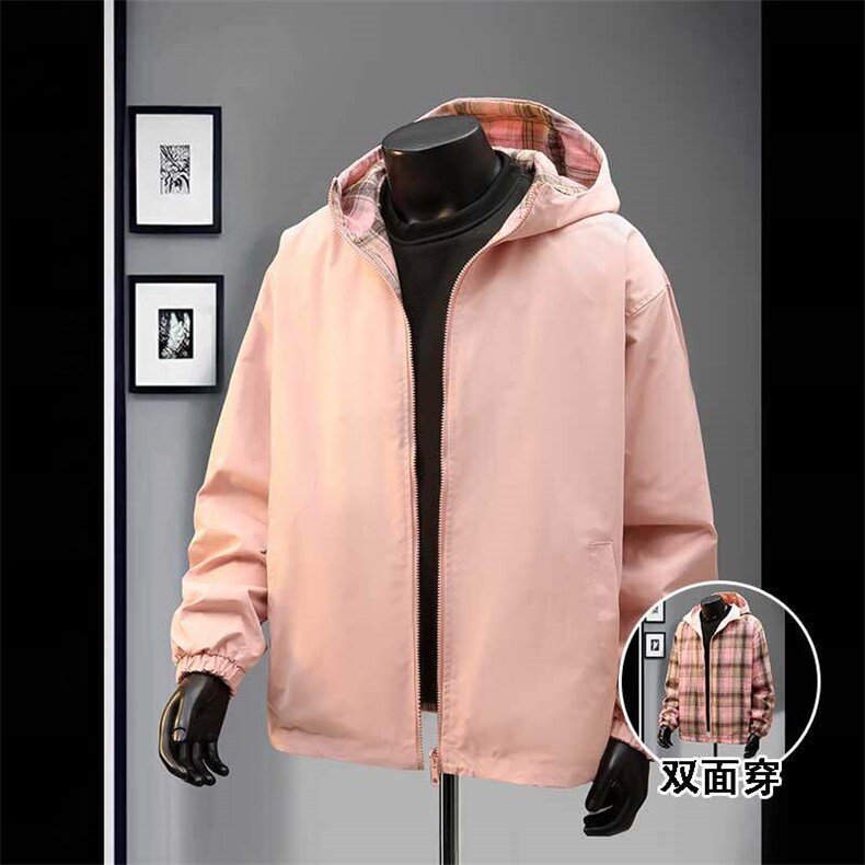 特批65春秋新款双面穿格子夹克外套男女同款连帽夹克外套JK2459，男装夹克，电商A128