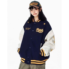 复古条纹撞色棒球服女潮牌宽松春秋插肩袖外套夹克J2512，男装夹克，星座1116A（原606A-3）