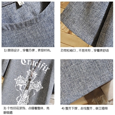 风复古亚麻短袖男棉麻t恤男半袖砖墙挂拍ZT71268-P35，男装T恤，电商A040A