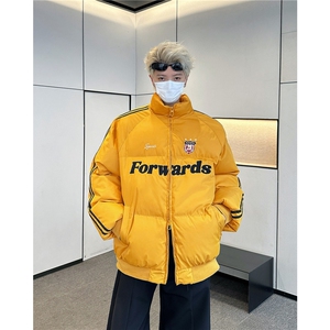 美式棉服男冬复古条纹加厚面包服情侣款棉衣图片