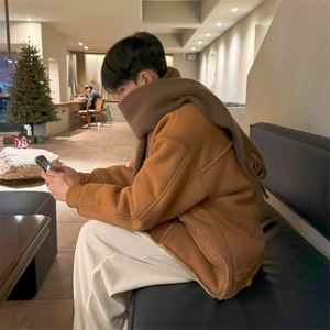 816B-WT052-P128 韩冬季男士麂皮羊羔毛翻领棉衣宽松棉服外套图片
