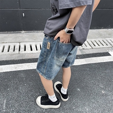 牛仔短裤夏季新款美式炸街复古痞帅情侣宽松时尚休闲五分裤，男装牛仔裤，星座410-7