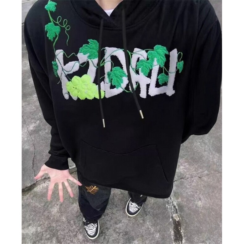 葡萄网球刺绣连帽卫衣男情侣秋冬纯棉宽松帽衫W76845,男装卫衣,星座1116A（原606A-3）